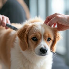 Dog getting pampered during a full-service grooming session.